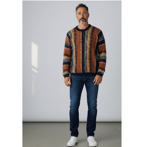 Vintage 90's Tundra Canada XL 3D Texture Knit Sweater EarthTones 90s Coogi Style - Image 1