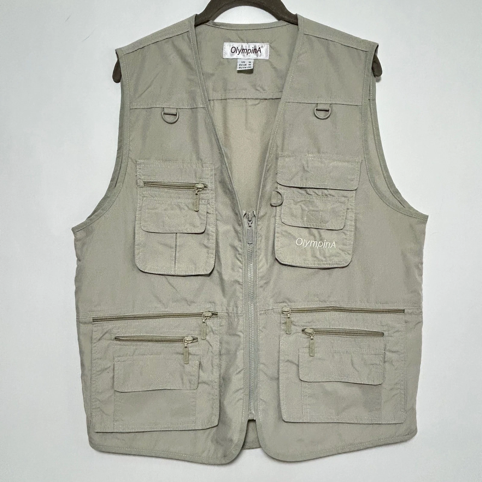 Olympia Utility Vest Adult M Photography Hiking Fishing Outdoors Travel Tan