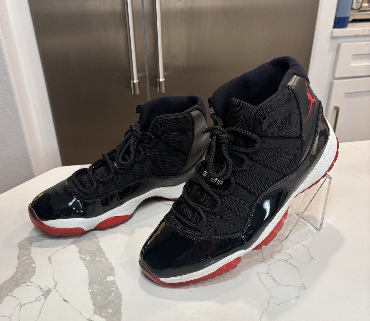 Men's Size 13 Nike Air Jordan 11 Retro Bred 2012 Black Red Read