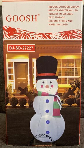 GOOSH 4 FT Height Christmas Inflatable Outdoor Snowman with Top Hat - Picture 1 of 5