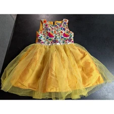 A.T.U.N. Girl's Size 4 Colorful Boho Fairycore Embroidered Tulle Satin Dress EUC