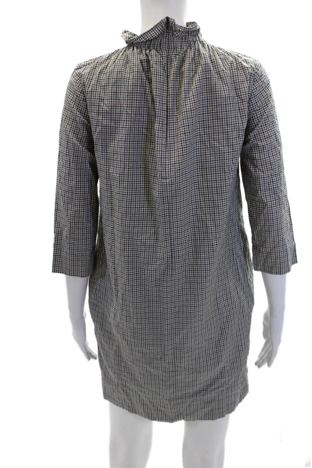 Vestido blanco manga larga cuello alto estampado pata de gallo algodón COS para mujer talla 4 Foto 3 de 4