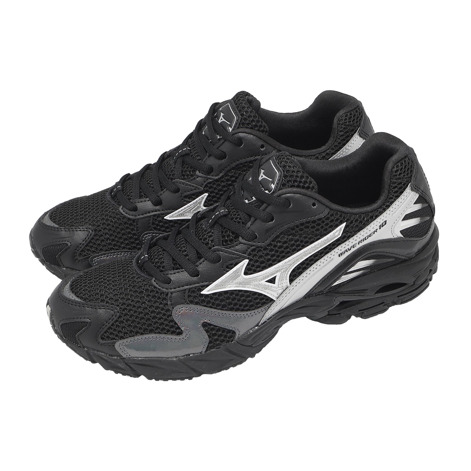 Mizuno Wave Rider 10 Black Silver Men Unisex Casual Shoes Sneakers D1GA2431-51 23390₽