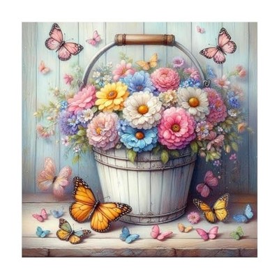 Flower Diamond Art Kits for Adults -Butterflies Round Diamond Dots Painting
