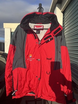 VTG Marker 2002 Winter Olympics Salt Lake City Ski Jacket Mens Red Black Size S