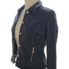 Vtg Y2K (XS) Black Denim Jacket Women s Butto...