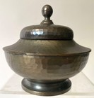 ROYCROFT ANTIQUE HAND HAMMERED COPPER INKWELL w ORIGINAL. GLASS, c. 1910-30s — photo 2
