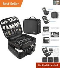 Elegant Waterproof Cable Organizer Bag - Double Layer Tech Storage Solution