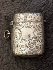 Sterling Silver Match Safe England Birmingham Striker Engraved Ornate Jump Ring