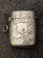 Sterling Silver Match Safe England Birmingham Striker Engraved Ornate Jump Ring