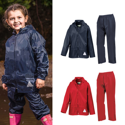 Result Junior Waterproof Jacket Trouser Set R095J-Childrens Winterwear Rain Suit