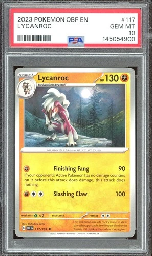 Pokemon TCG Scarlet & Violet Obsidian Flames #117 Lycanroc PSA 10