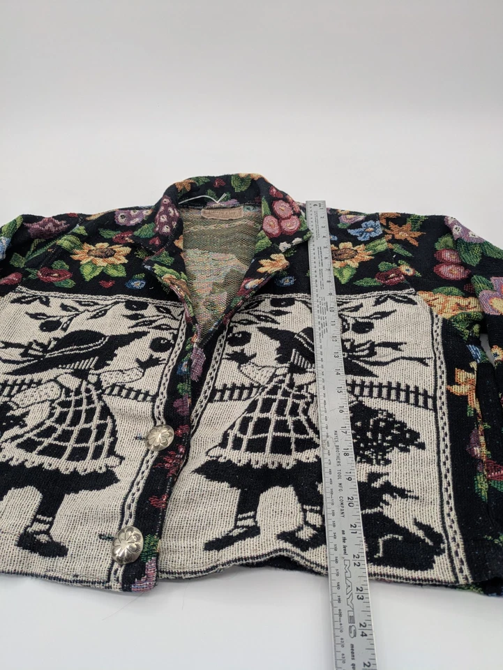 Chaqueta tapiz pony pintada vintage para mujer talla única floral caja o de gran tamaño Foto 3 de 4