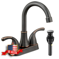 FRANSITON 4 Inch 2 Handle Bathroom Sink Faucet Oil Rubbed Bronze with Drain