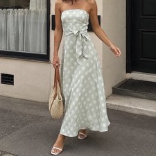 Zimmermann Dress Size 3 Large L 14 /US 10 Riders Midi Strapless Tie Waist Linen