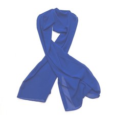 Royal Blue Sheer Chiffon Scarf Wrap Long Lightweight Elegant Resortwear