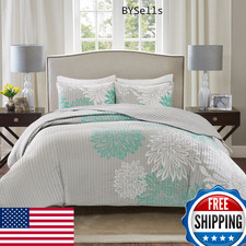 Comfort Spaces Enya 3PC King Quilt Coverlet Bedspread, Ultra Soft Floral Print