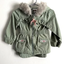 Little Lass Lightweight Hooded Girls Jacket | Green 18M | 100% Cotton