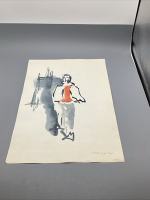 1950 s Original 11x15.25in Sheldon Leigh Bergh Estate Watercolor-Untitled-RARE!!