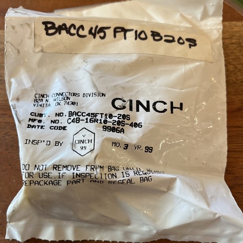 Cinch C48-16R10-20S-406 Aerospace Aviation BACC45FT10-20S Kit NOS