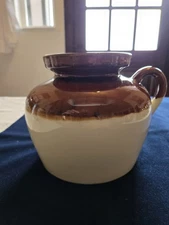 Vintage R R P Co Roseville USA Pottery Stoneware Ceramic Brown/Tan Jug Bean Pot 