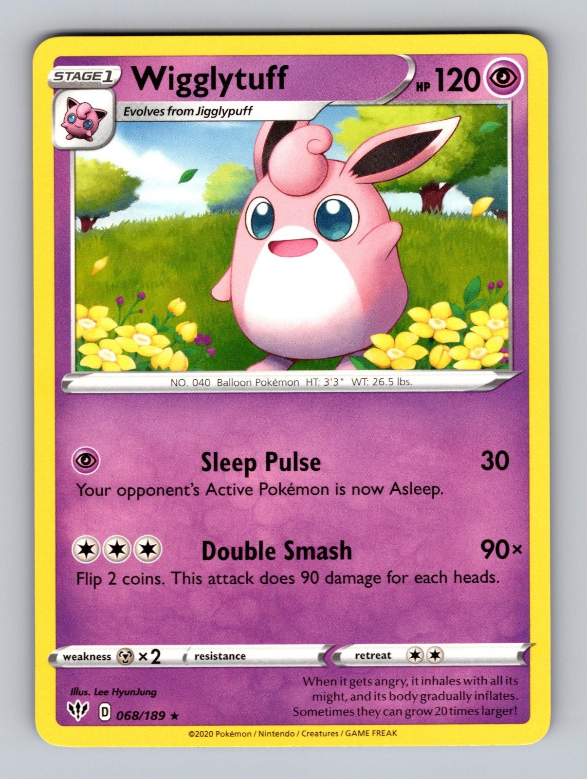 Wigglytuff 068/189 Rare Darkness Ablaze Pokemon Near Mint