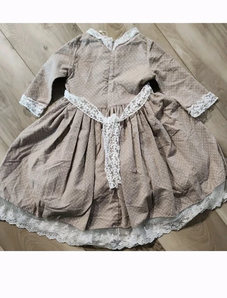 Vestido Trish Scully Niñas Talla 8 Beige Punto Algodón Nuevo Foto 3 de 4