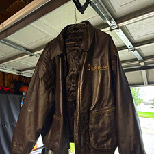 Snap-on Men s Brown Leather Jacket Logo Zip P...