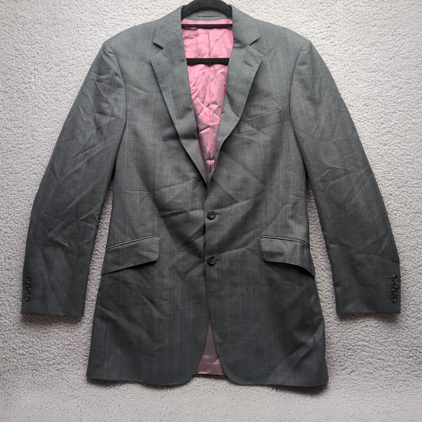 Giacca tuta Jasper Litman uomo media 20" grigio rosa blazer Savile fila 26" braccia