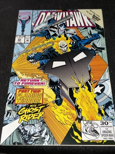 Vintage Marvel comic book, DarkHawk, 1992 no 22 Dec, Ghost Rider, Flaming Terror