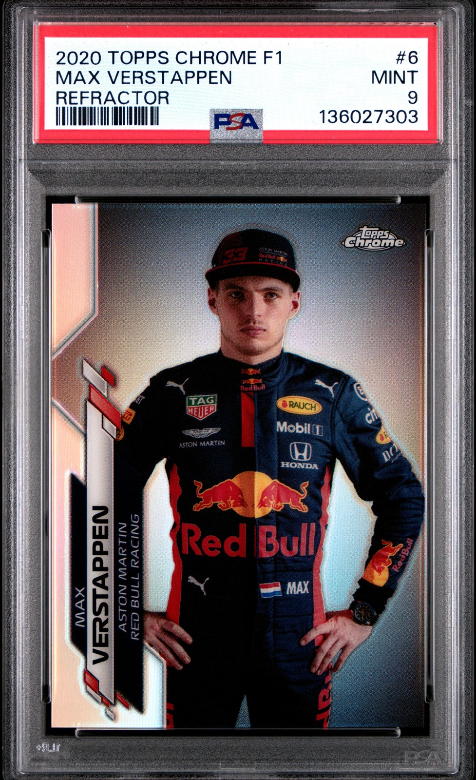 2020 TOPPS CHROME FORMULA 1 REFRACTOR #6 MAX VERSTAPPEN PSA 9 view 1