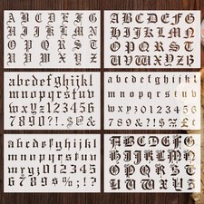 8 Pack Old English Stencils Letters Numbers Craft Templates for Writing Drawing
