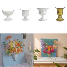 Oil Painting Half Vase, Decorative Half Planter, Rustic DIY