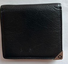 Swiss Gear Black Leather Folding Coin Purse/Wallet Men's Snap Closure