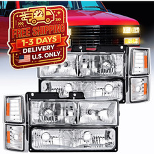 Headlight Assembly 1994-1998 Gmc C10 Sierra Yukon Suburban Front Pair Chrome