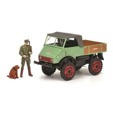 Schuco 450254800 1:43 Weidmannsheil - Unimog U401 Diecast Model w/Hunter & Dog