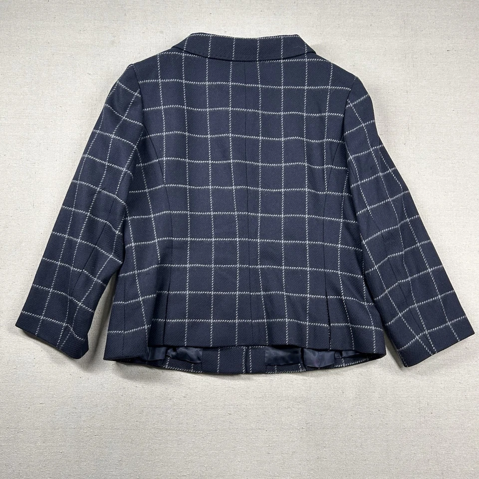 Abrigo Brooks Brothers Mujer 16 Lana Cuadros Gris Azul Blazer Sobre Chaqueta Foto 2 de 4