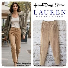Rare VTG 1990  s Lauren Ralph Lauren Camel Tan Suede Leather 5 Pocket Jeans Pants