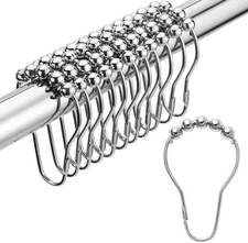 Shower Curtain Hooks, Decorative Rust Proof Stainless Steel Shower Curtain Hooks