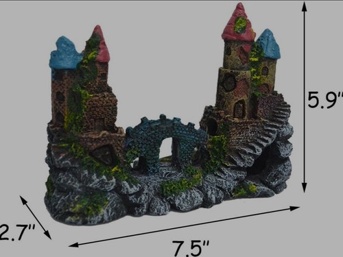 Aquarium Decoration Castle and Bridge. Size 7.5 L X 5.9 H X 2.7 W inch - Picture 5 of 5