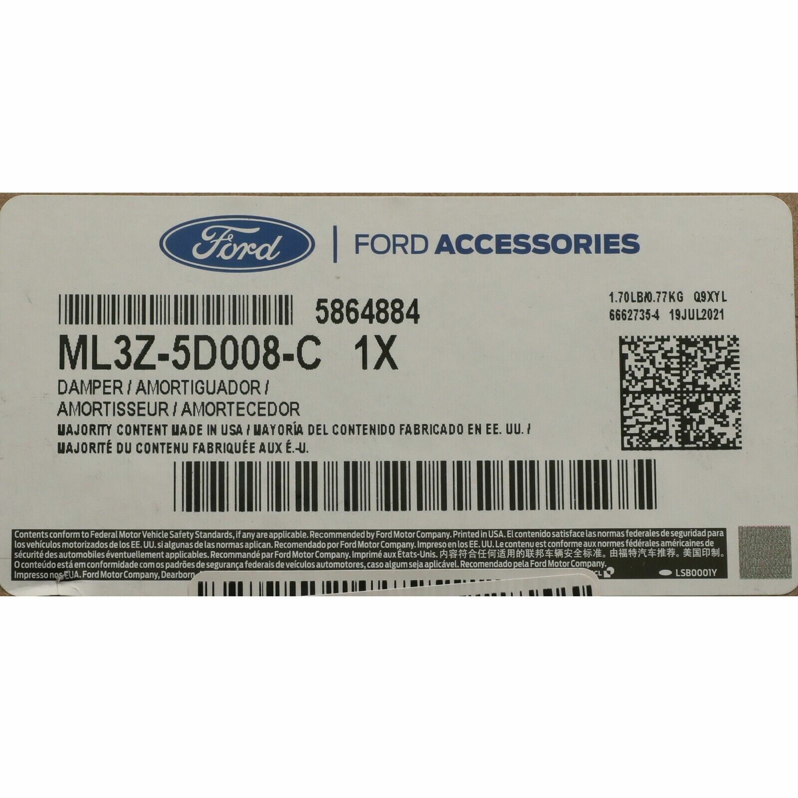 NEW OEM 2021 Ford F150 F150 Tailgate Damper Grelly USA