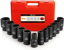 3/4 Inch Drive Deep Impact Socket Set, 12 Piece Metric Combination