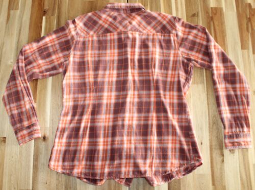 Camicia donna Lincoln Outfitters arancione marrone a quadri in flanella - Taglia Large - Foto 2 di 10