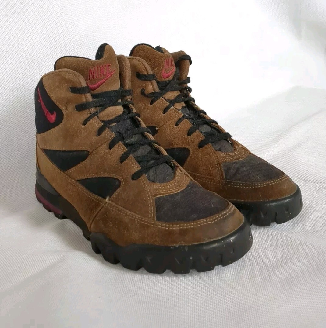 Vintage 90's Nike High Top Hiking Shoes Brown Suede Boots Men Size