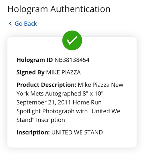 Mike Piazza Signed 8x10 Framed Photo United We Stand 9/11 HR Mets Auto Fanatics - Picture 5 of 8