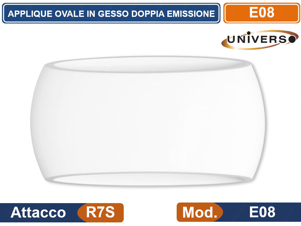 Lampada da Parete Ovale Gesso R7S | Design Invisibile Biemissione