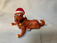 VTG Plastic Christmas Dog Shelf Sitter Hong Kong Sun Hill Industries Tan 1982