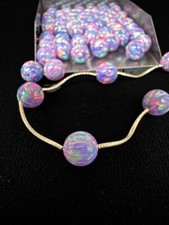 Full Drilled Purple Synthetic Lab Created Opal Round Beads