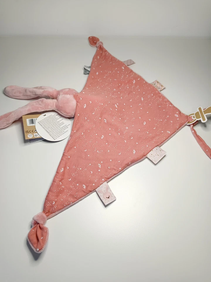 Doudou Plat Triangle Lapin Rose Luminescent Etoile Planète Attache Tétine Nattou - Photo 3/4