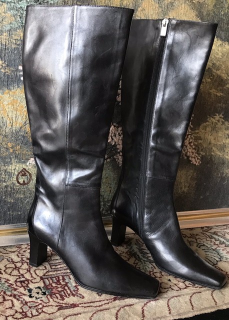dkny black leather boots